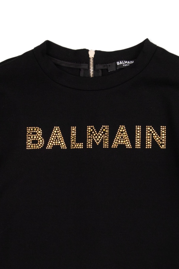 BALMAIN LOGO-EMBELLISHED LONG-SLEEVED T-SHIRT 