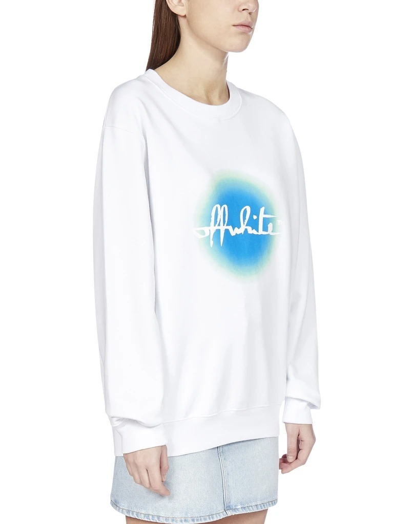 Off-white Round Collar Long Sleeve Sweater In White