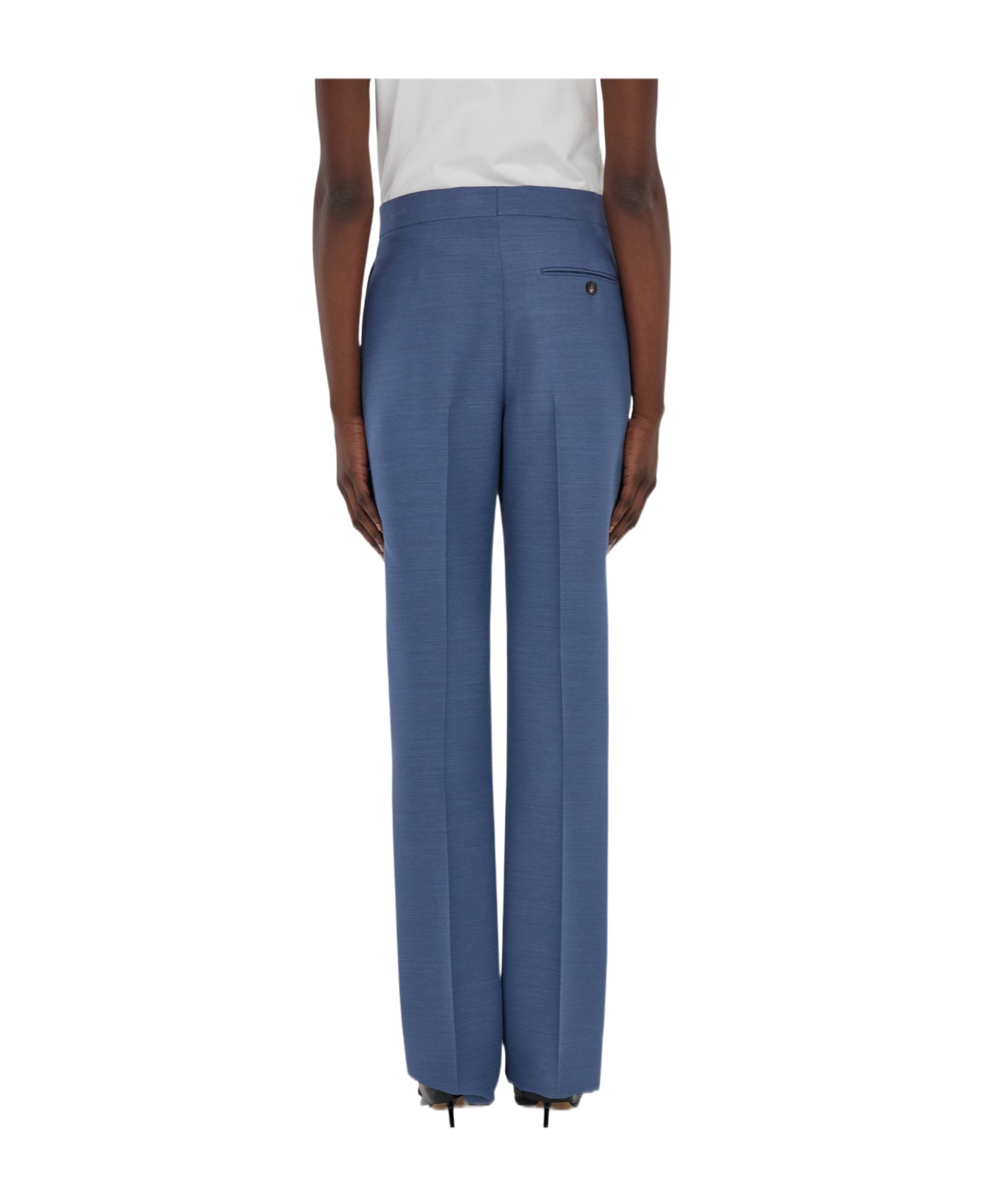 Ferragamo Wool Faille Trouser In Blue