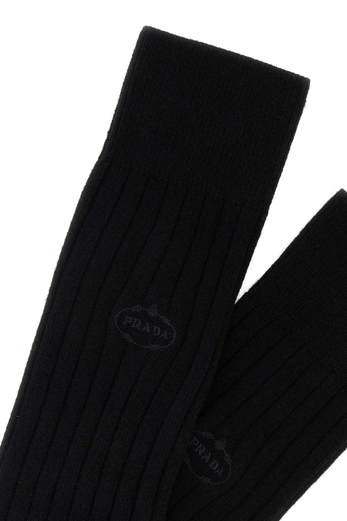 Prada Logo Socks In Black
