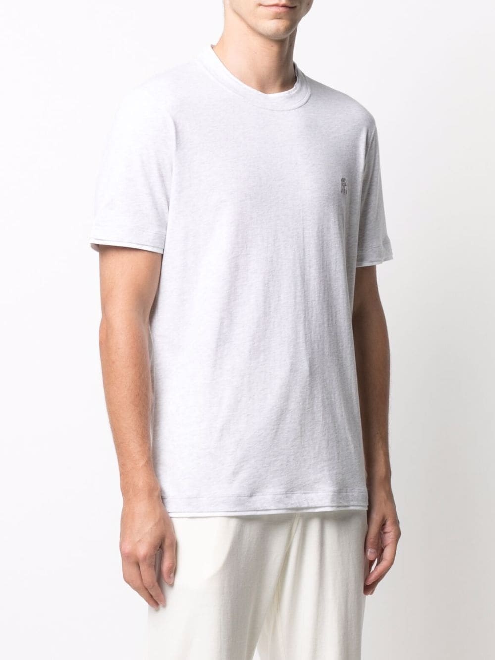 Brunello Cucinelli Logo-embroidered Cotton T-shirt In White