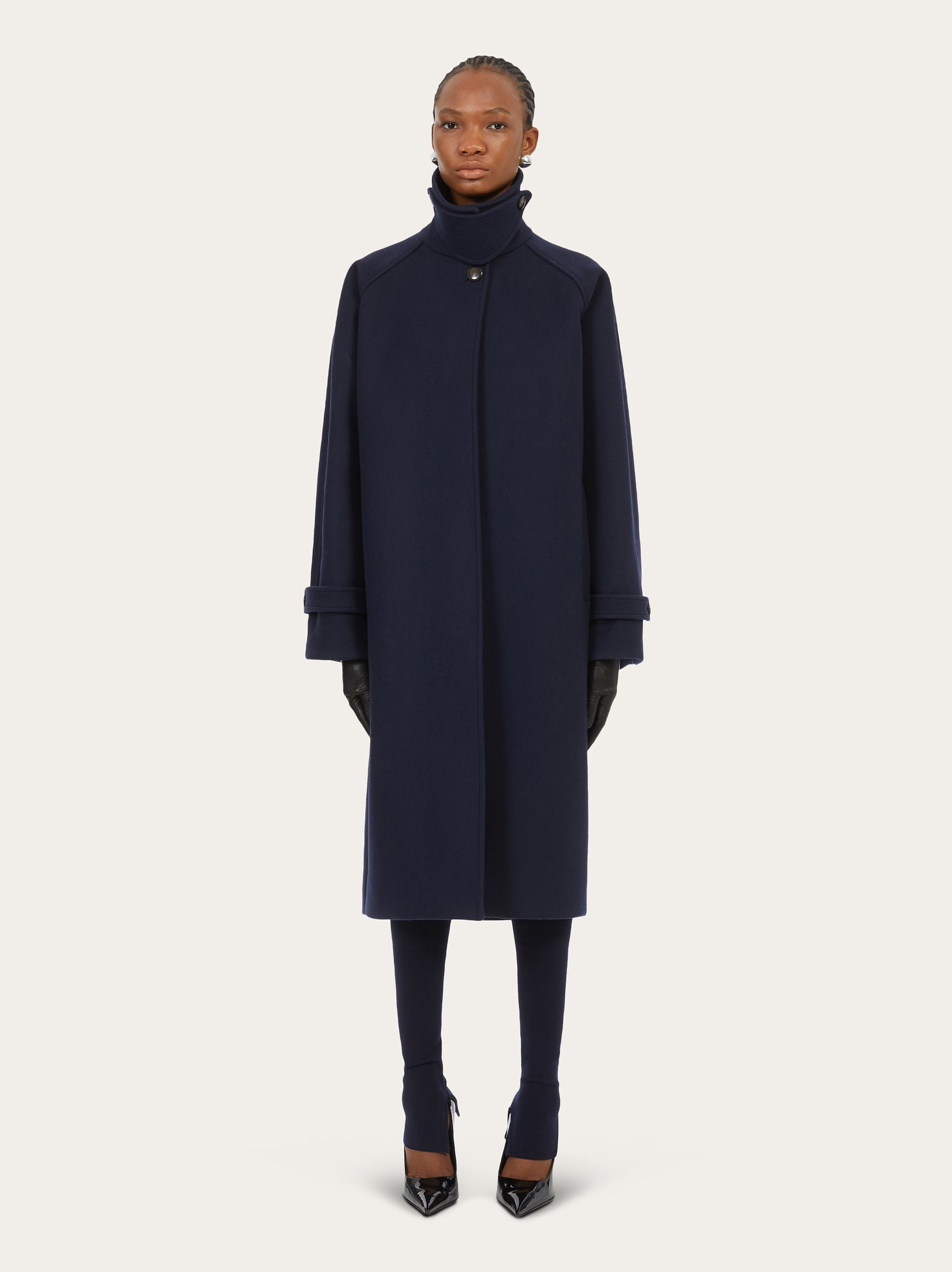 Shop Ferragamo Salvatore Single Breasted Long Sleeeved Coat In Black