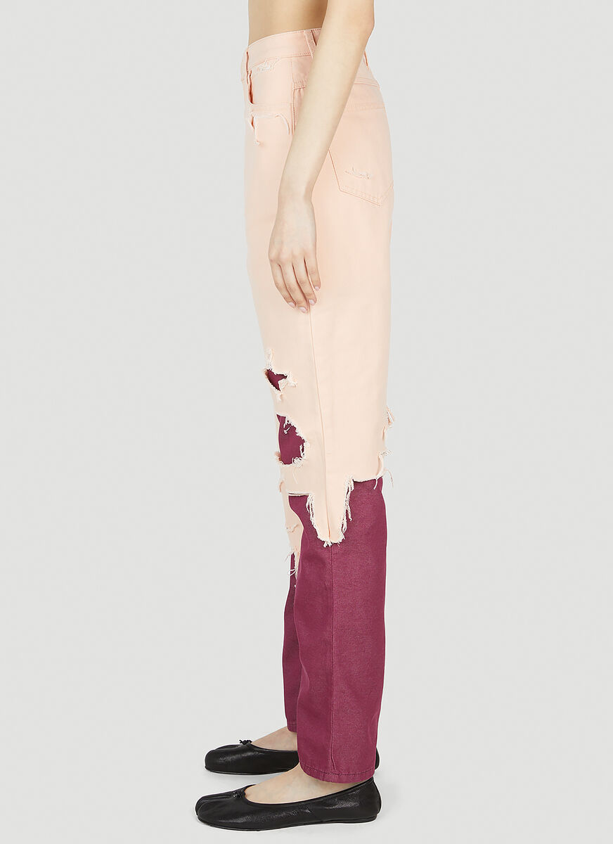 Raf Simons Layered Cotton Jeans In Nude