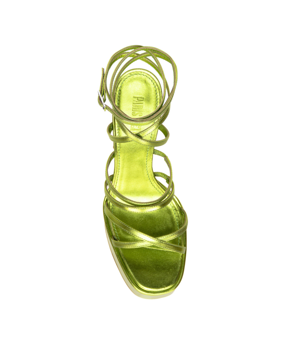 Paris Texas Melena 135mm Metallic Platform Sandals In Green