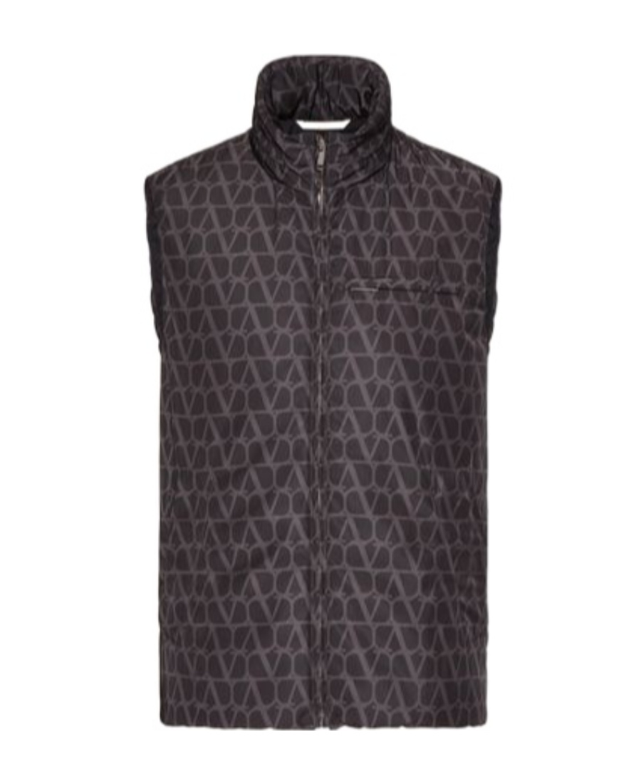 Valentino Monogram-pattern Zipped Gilet In Black