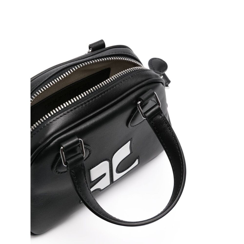 Shop Courrèges Re-issue Logo Debossed Crossbody Bag In Black