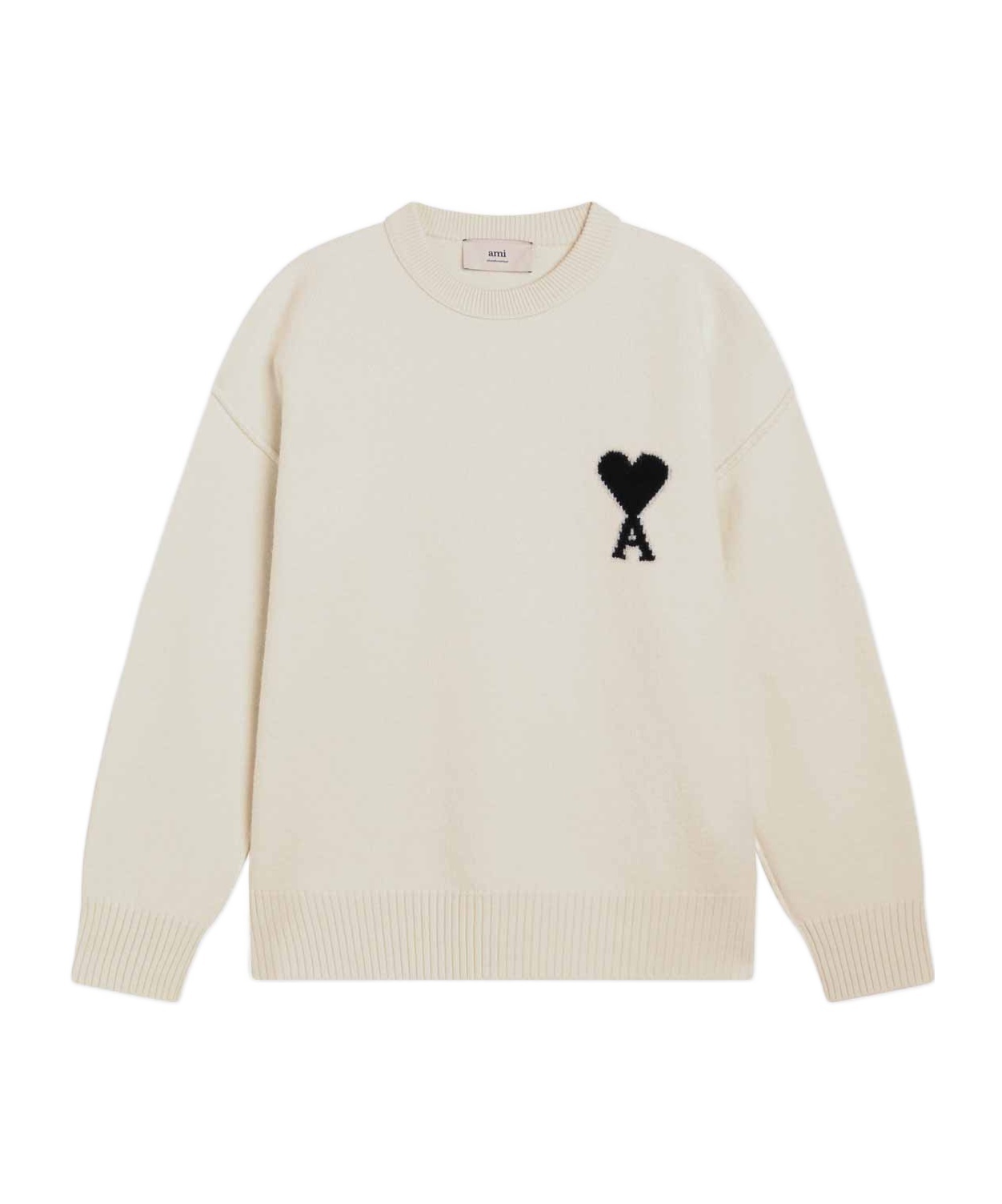 Ami Alexandre Mattiussi Ami Paris Ami De Coeur Crewneck Knitted Jumper In Neutral