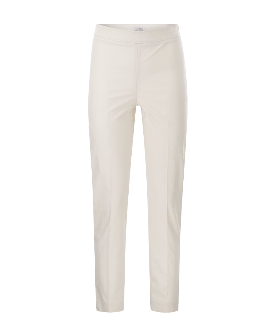Brunello Cucinelli Cotton Twill Capri Trousers With Necklace In White