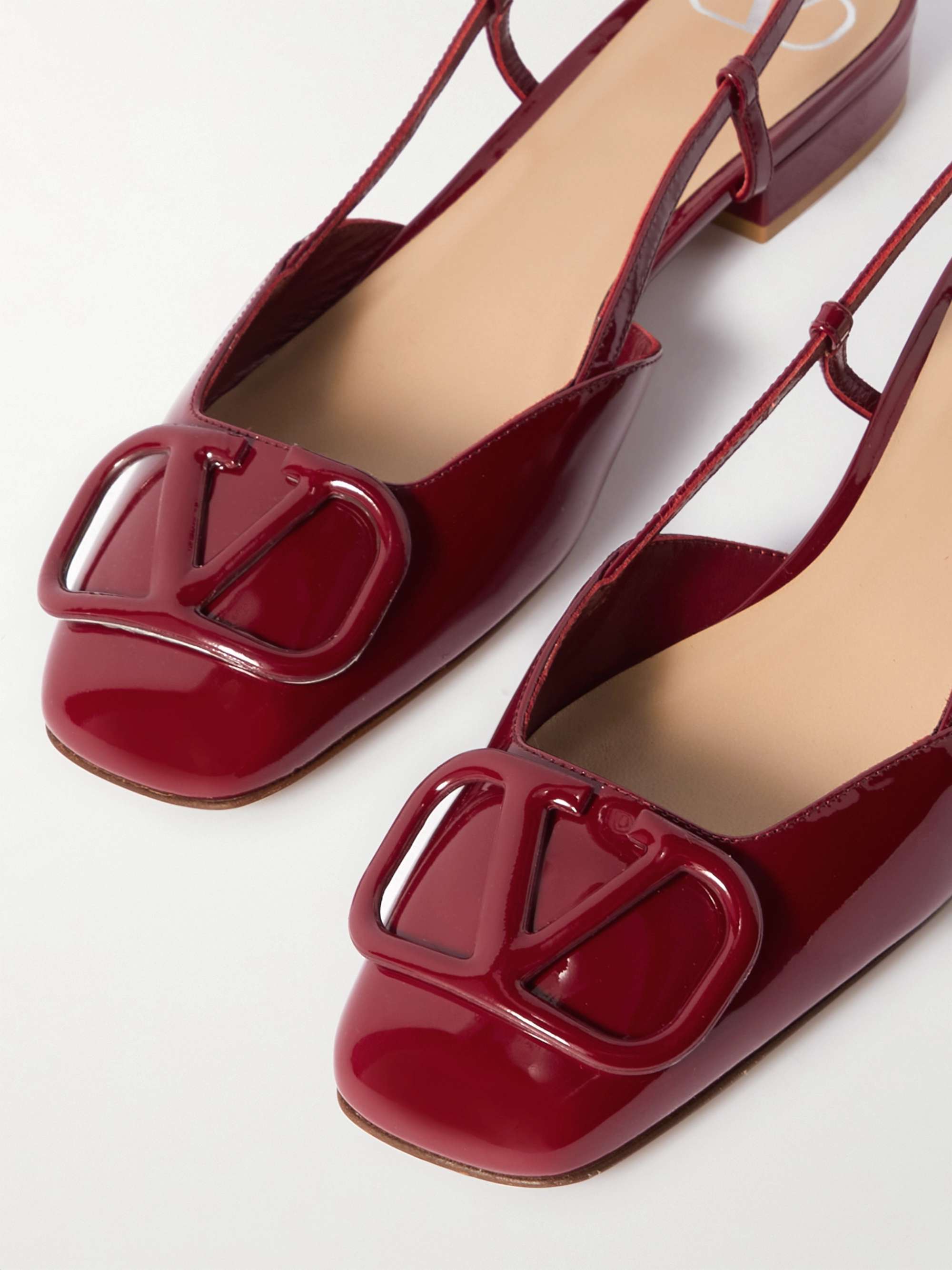 Valentino Vlogo Signature Square Toe Slingback Flats In Red