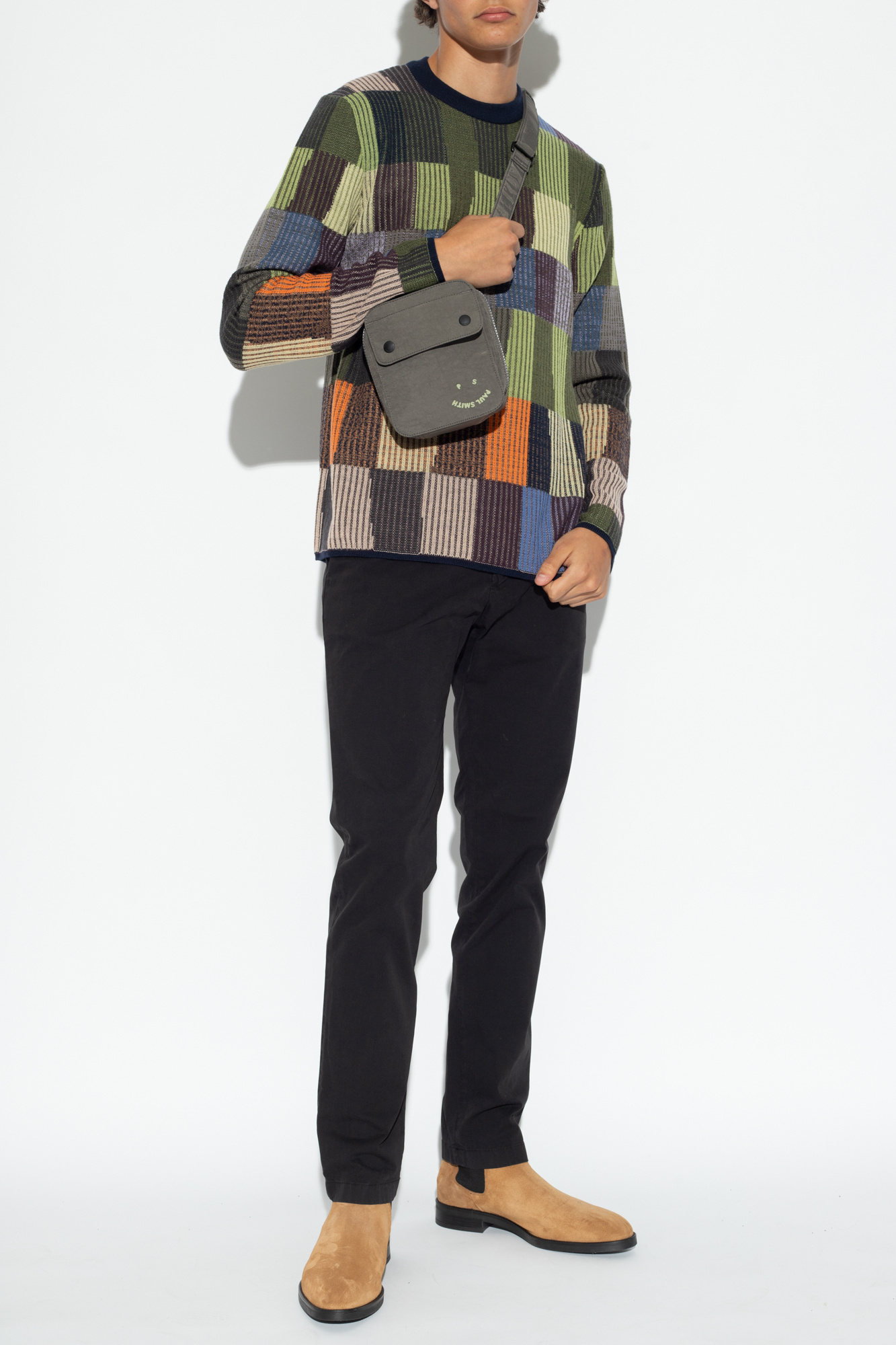 Ps By Paul Smith Zebra-patch Chino Trousers In Black