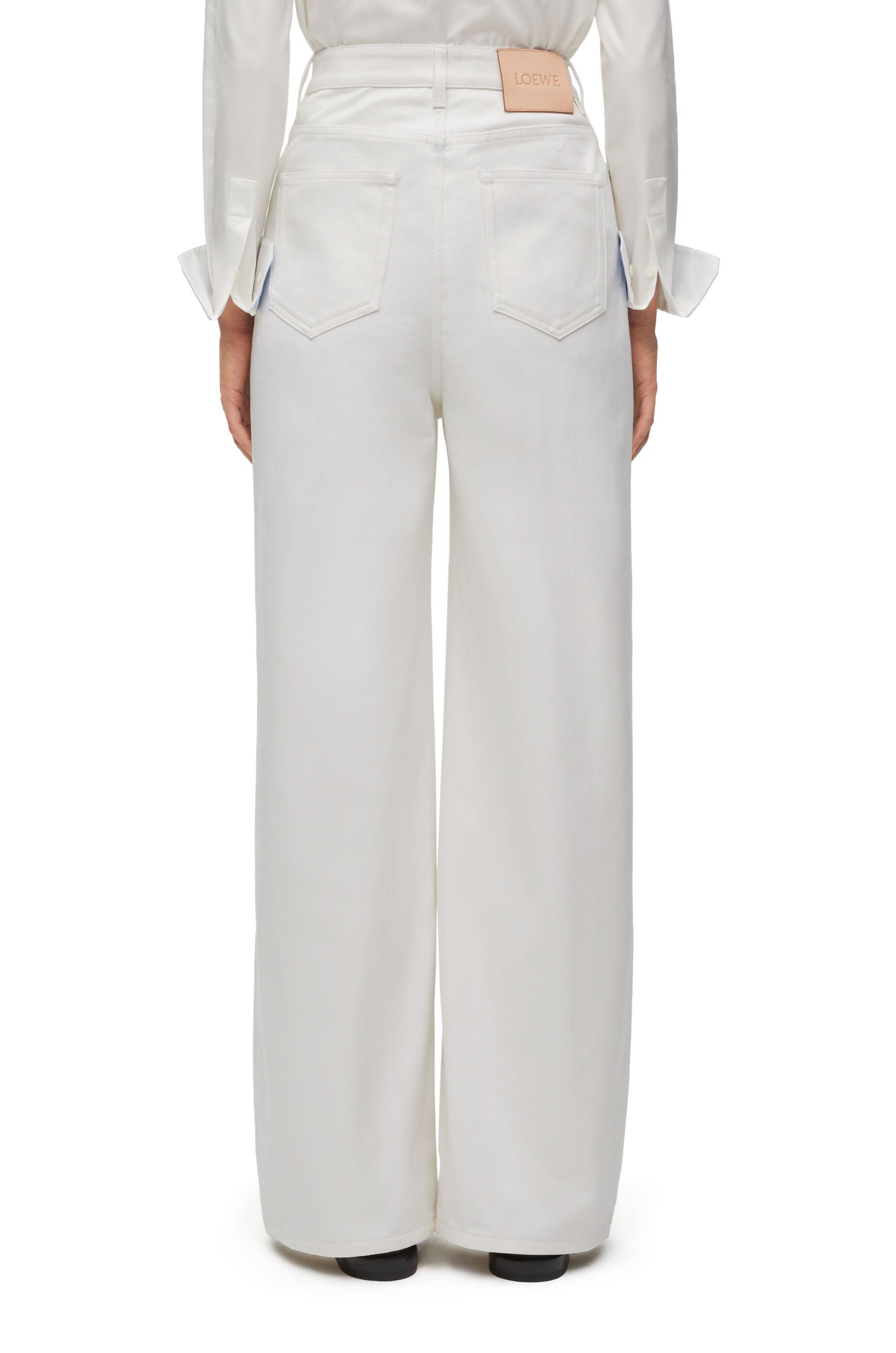 Shop Loewe High Waisted Jeans In Cotton In White