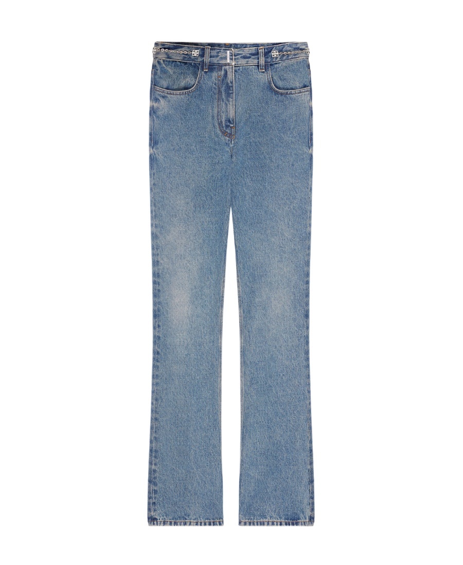 Givenchy Boot Cut Pants In Denim With Chain Details In Blue