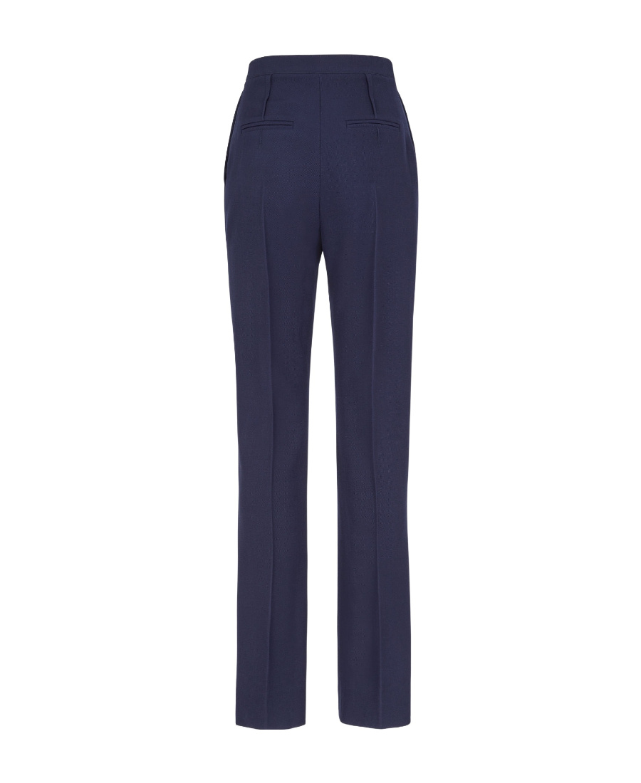 Fendi Tailored Virgin Wool Slim-cut Trousers In Blue