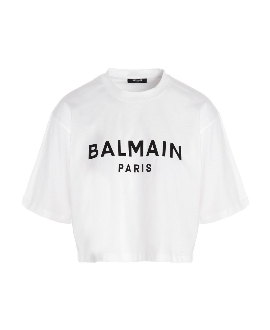 Balmain Cropped Logo T-shirt In White