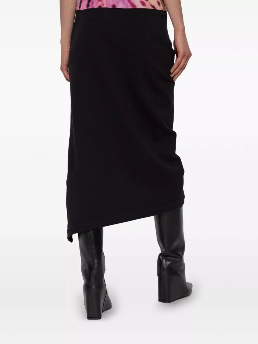 Dries Van Noten Asymmetric Hem Midi Skirt In Black