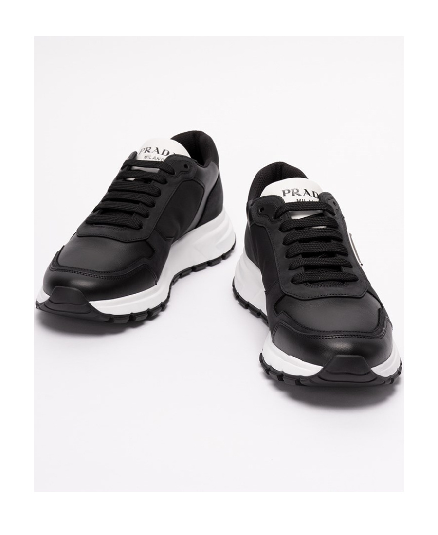 Prada Nubuck And Nylon High-top Sneakers In Black