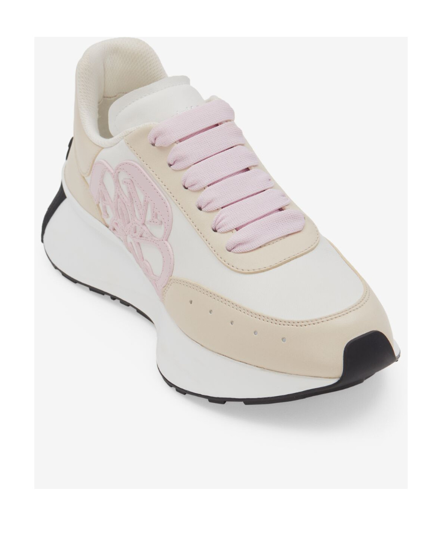 Alexander Mcqueen Sprint Runner Appliquéd Leather Exaggerated-sole Sneakers In White