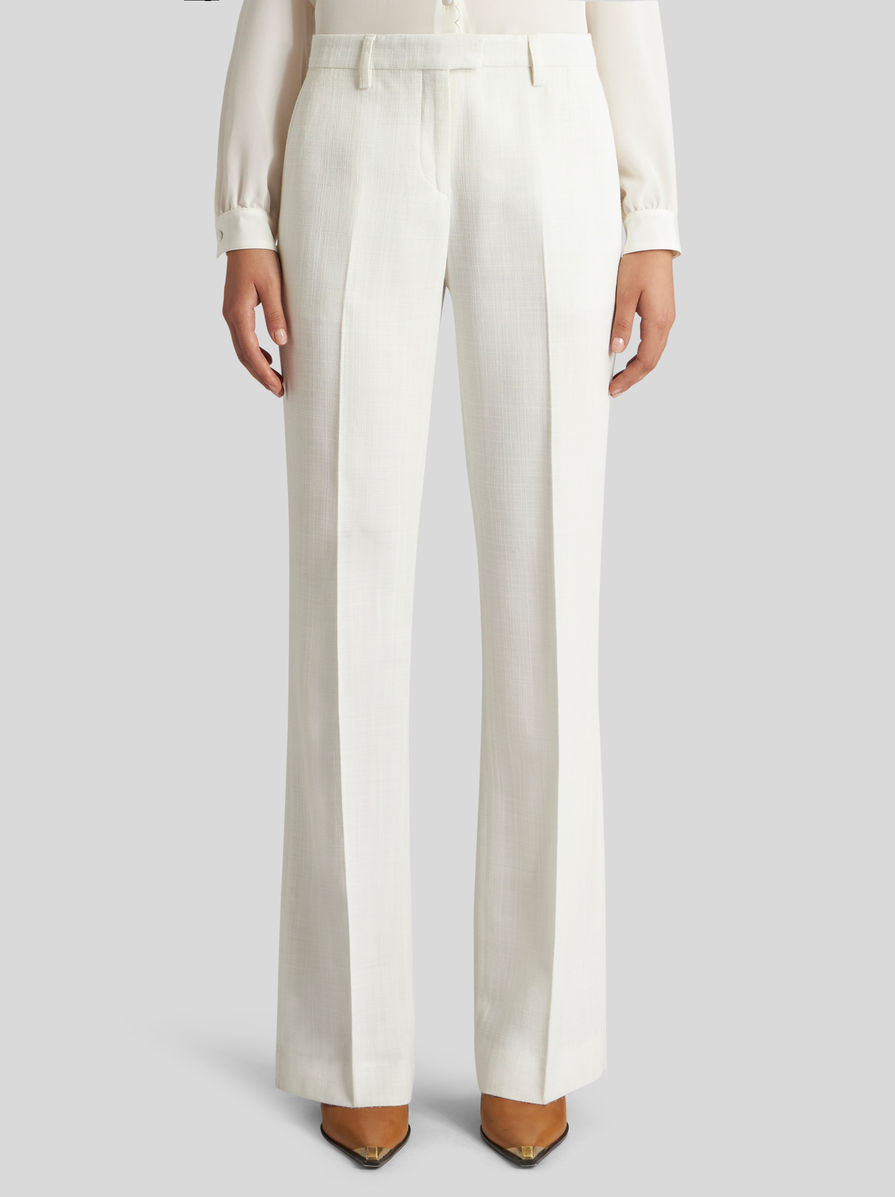 Etro Tailored White Trousers With Flared Hem In White