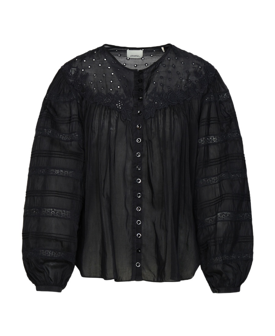 Isabel Marant Women's Cotton Blend Gregoria Blouse Top In Black