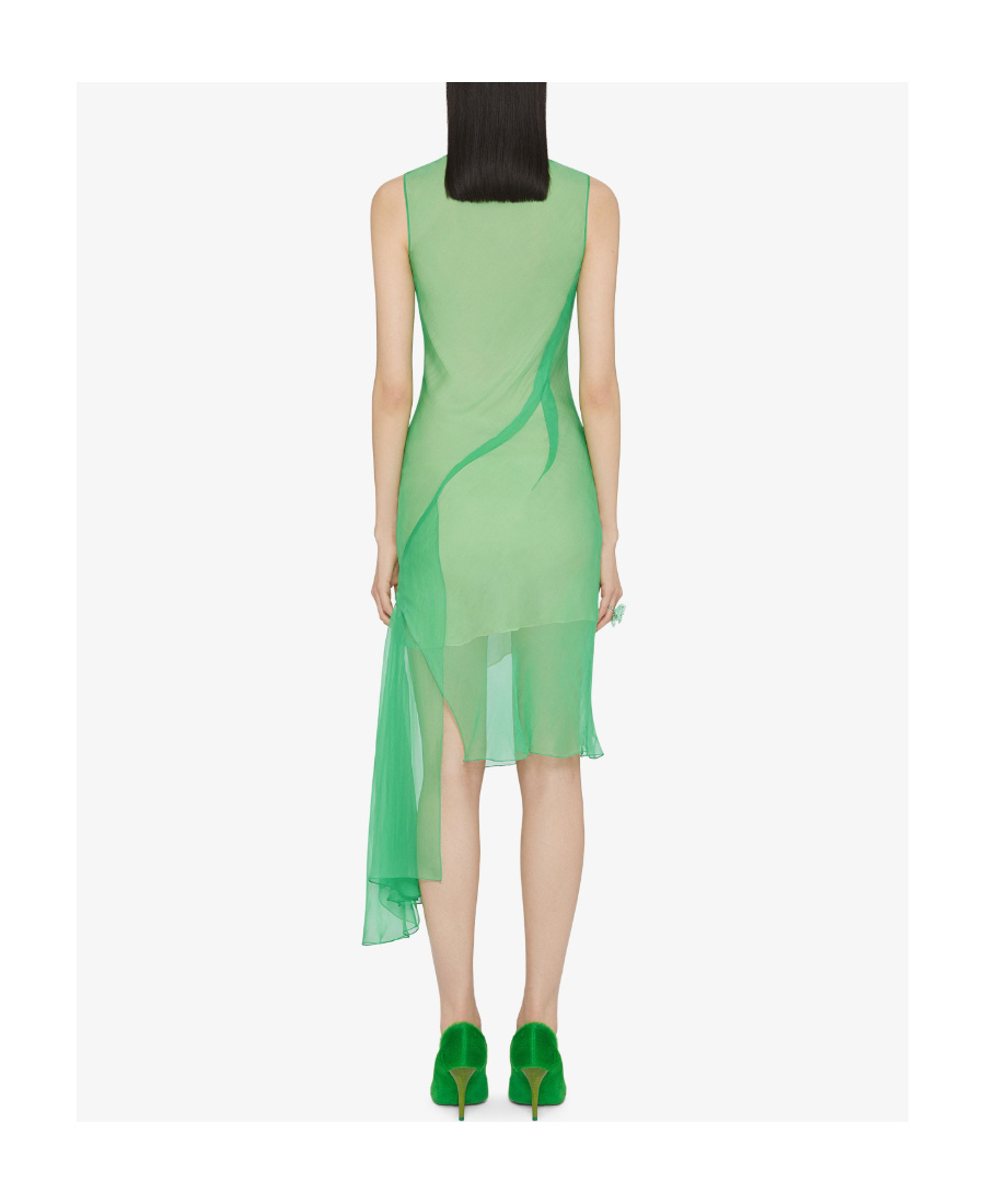 Givenchy Asymmetrical Sleeveless Dress In Green