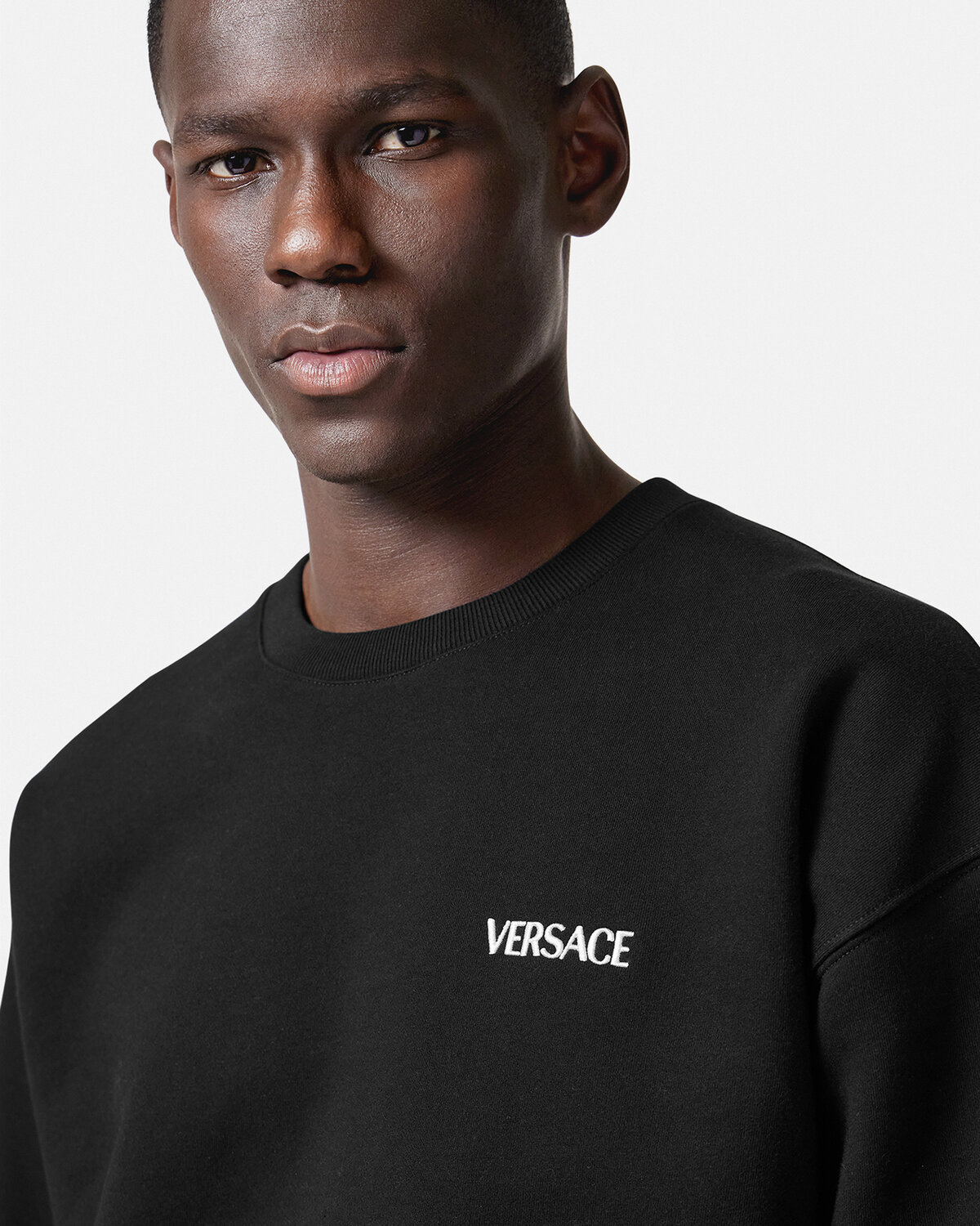 Shop Versace Hills Cotton Sweatshirt In Black