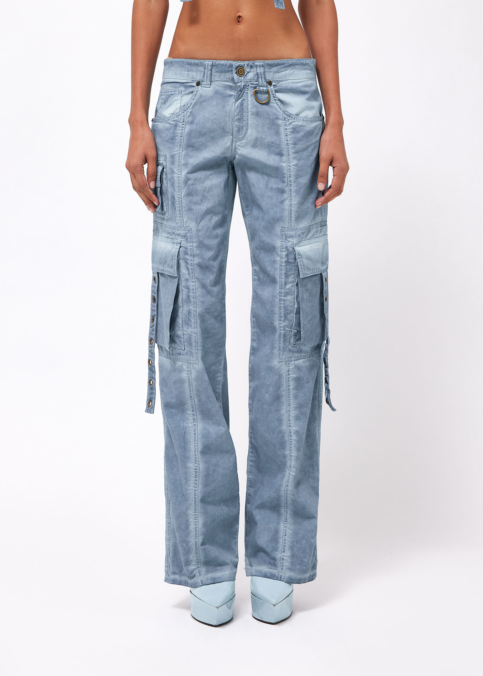 Shop Blumarine Low-rise Cargo Jeans In Blue