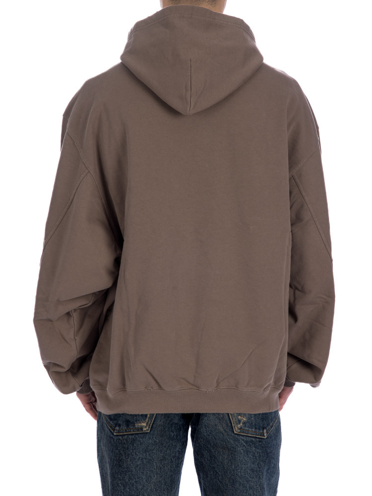 Balenciaga Logo Printed Distressed Hoodie In Green