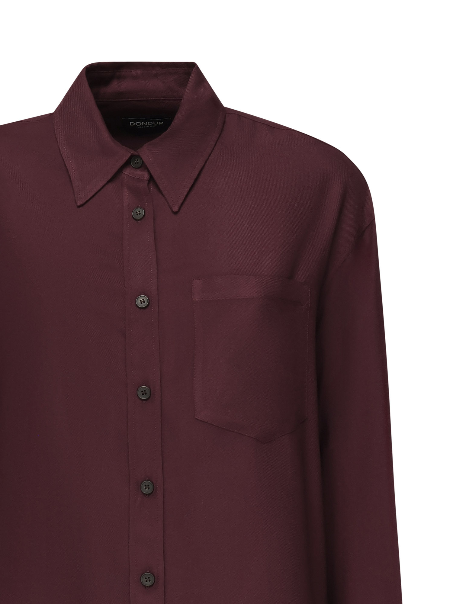 Dondup Button-down Long-sleeved Shirt In Burgundy