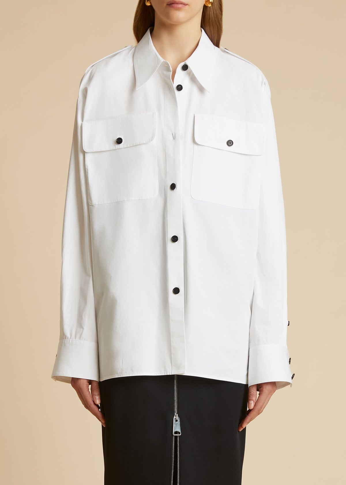 Khaite Button-up Cotton Overshirt In Black