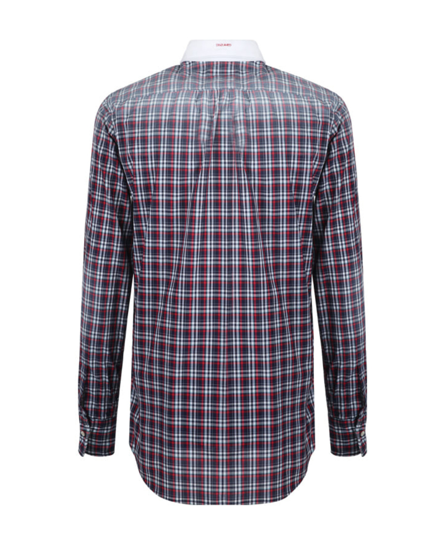 Dsquared2 Checkered Splicing Design Shirt In Gray