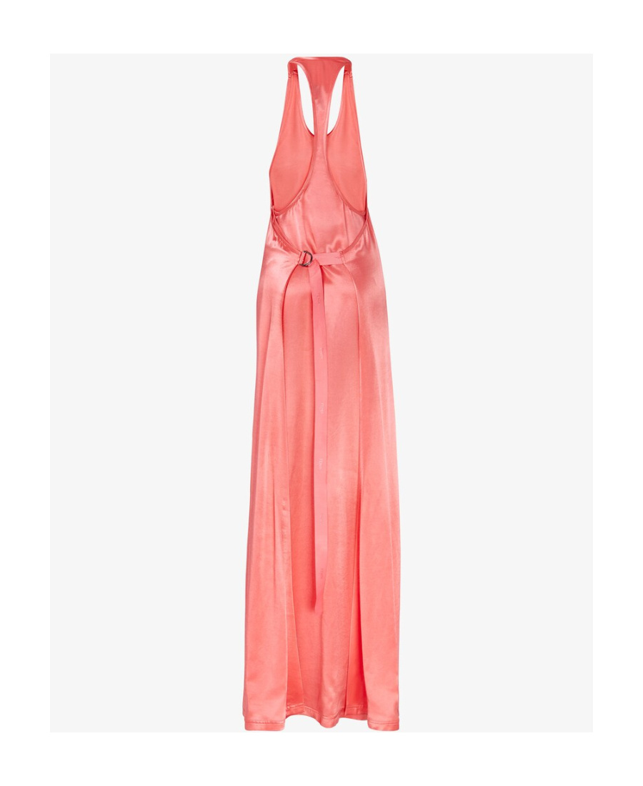 Fendi Satin Belted Long Dress In Pink