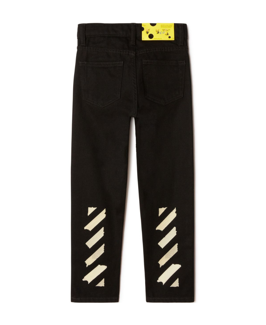 Off-white Diagonal-striped Jeans In Black