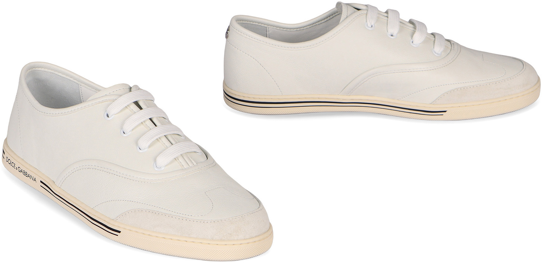 Dolce & Gabbana Lace-up Low-top Sneakers In Neutral