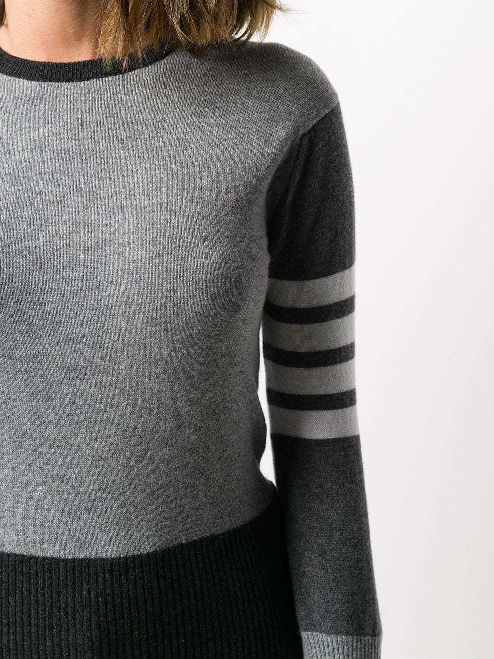 Thom Browne 4-bar Colour-block Jumper In Gray