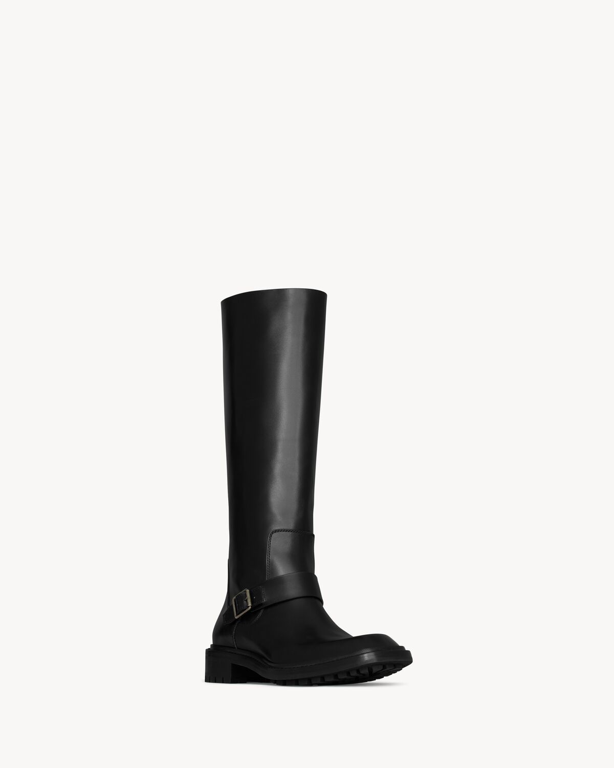 Saint Laurent Vadim Leather Ankle Boots With Buckle Detail In Black