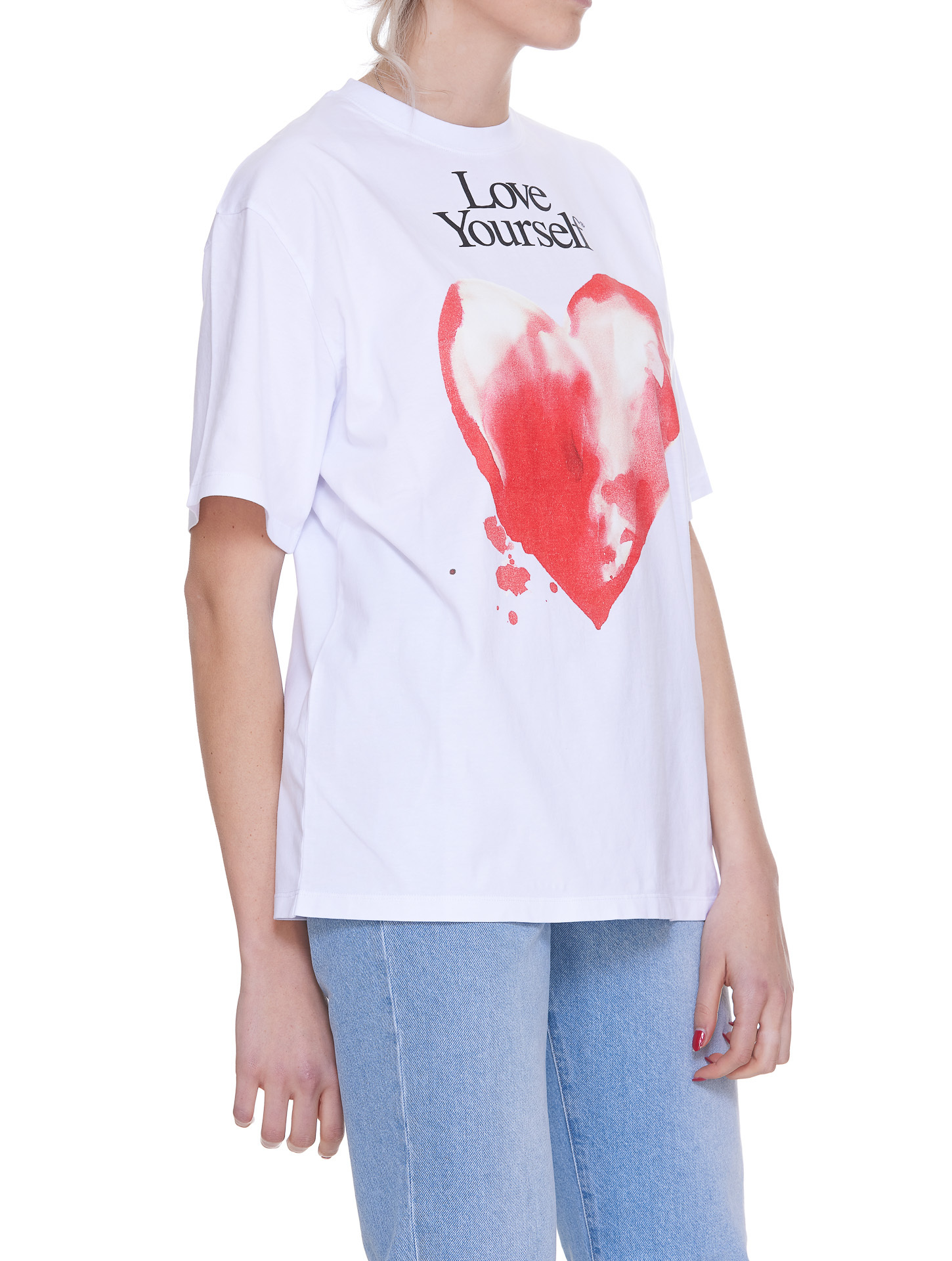 Msgm Heart-print T-shirt In White