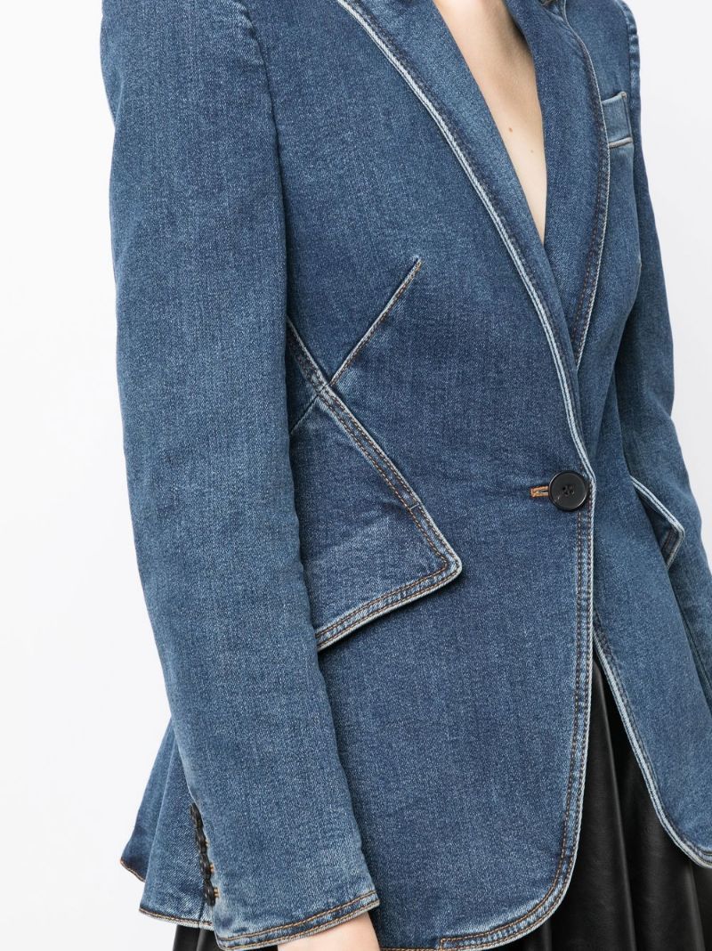 Shop Alexander Mcqueen One Butt Denim Blazer In Blue