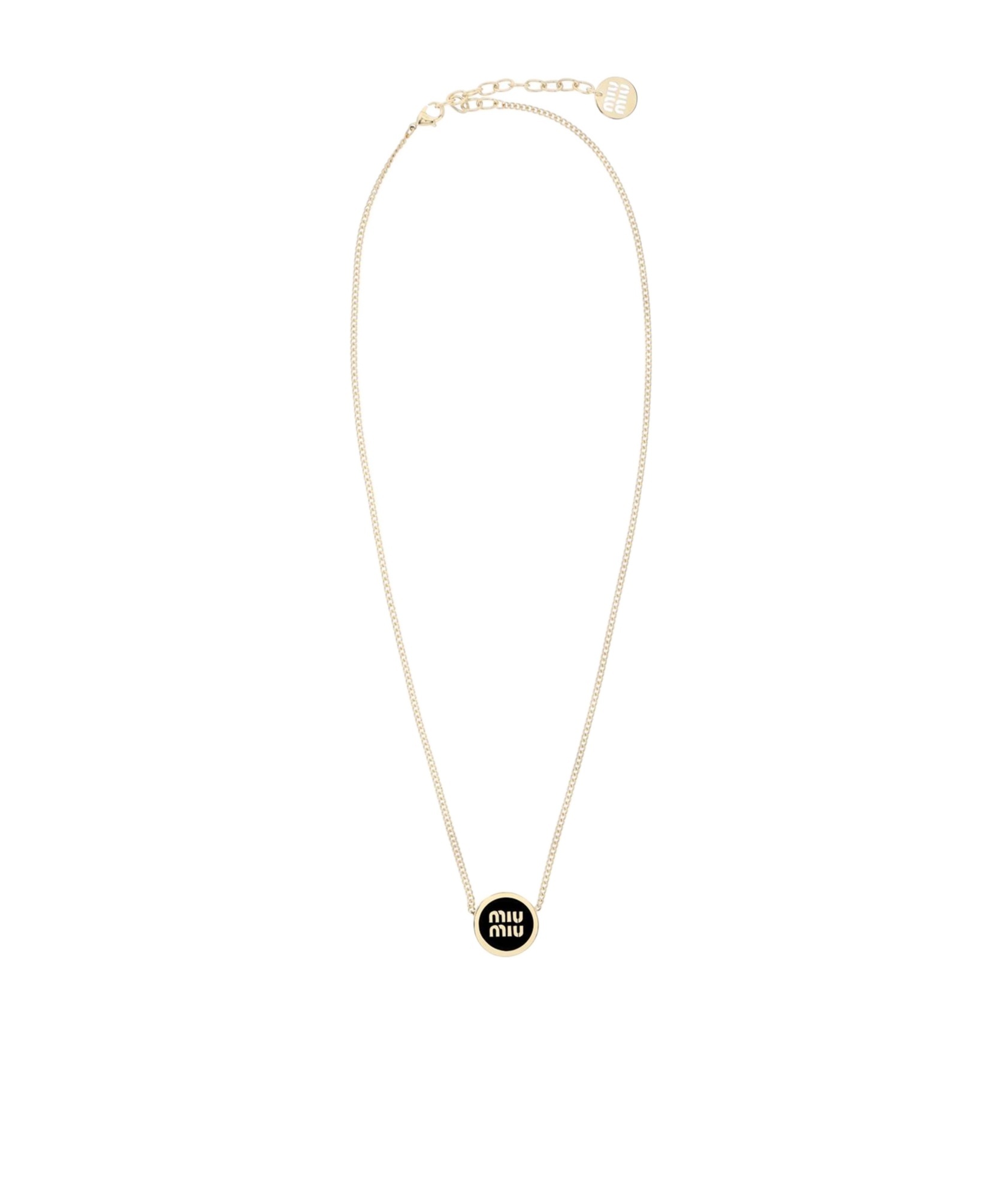 Miu Miu Adjustable Chain Necklace With Pendant Detail In Gold