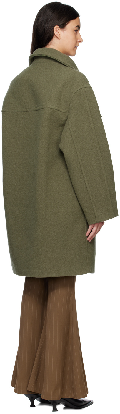 Acne Studios Single-breasted Lapel Coat In Green
