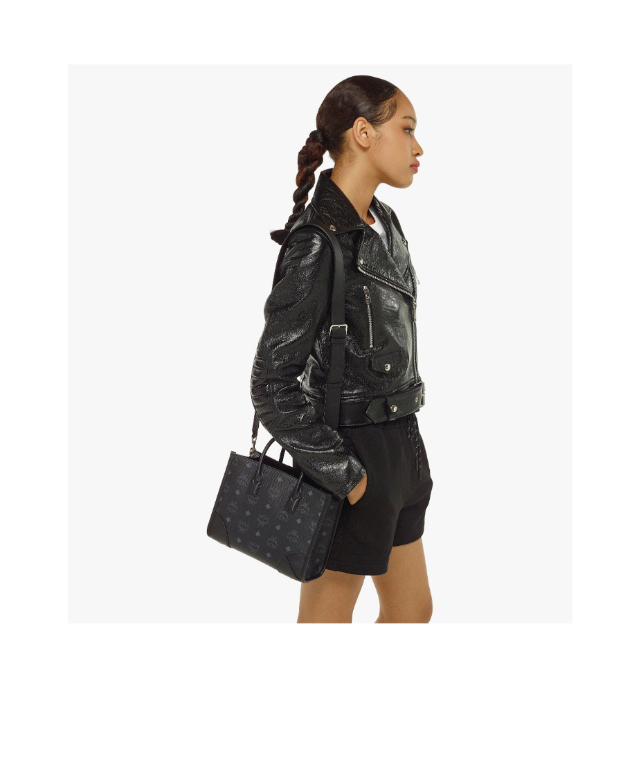 Mcm Visetos Shoulder Bag In Black