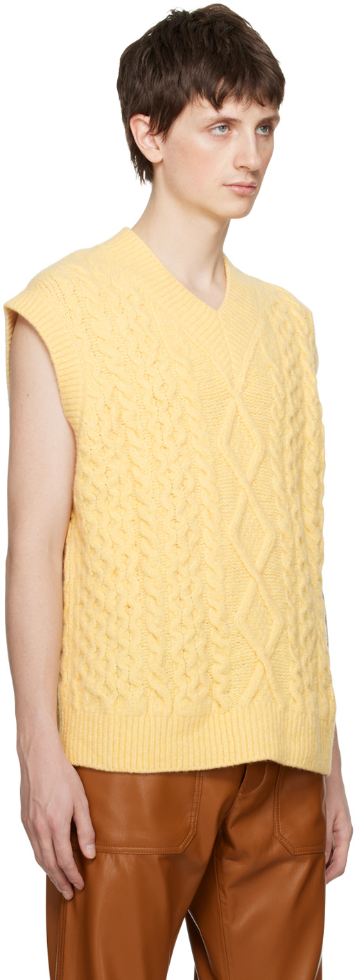 Nanushka V-neck Cable-knit Vest In Nude