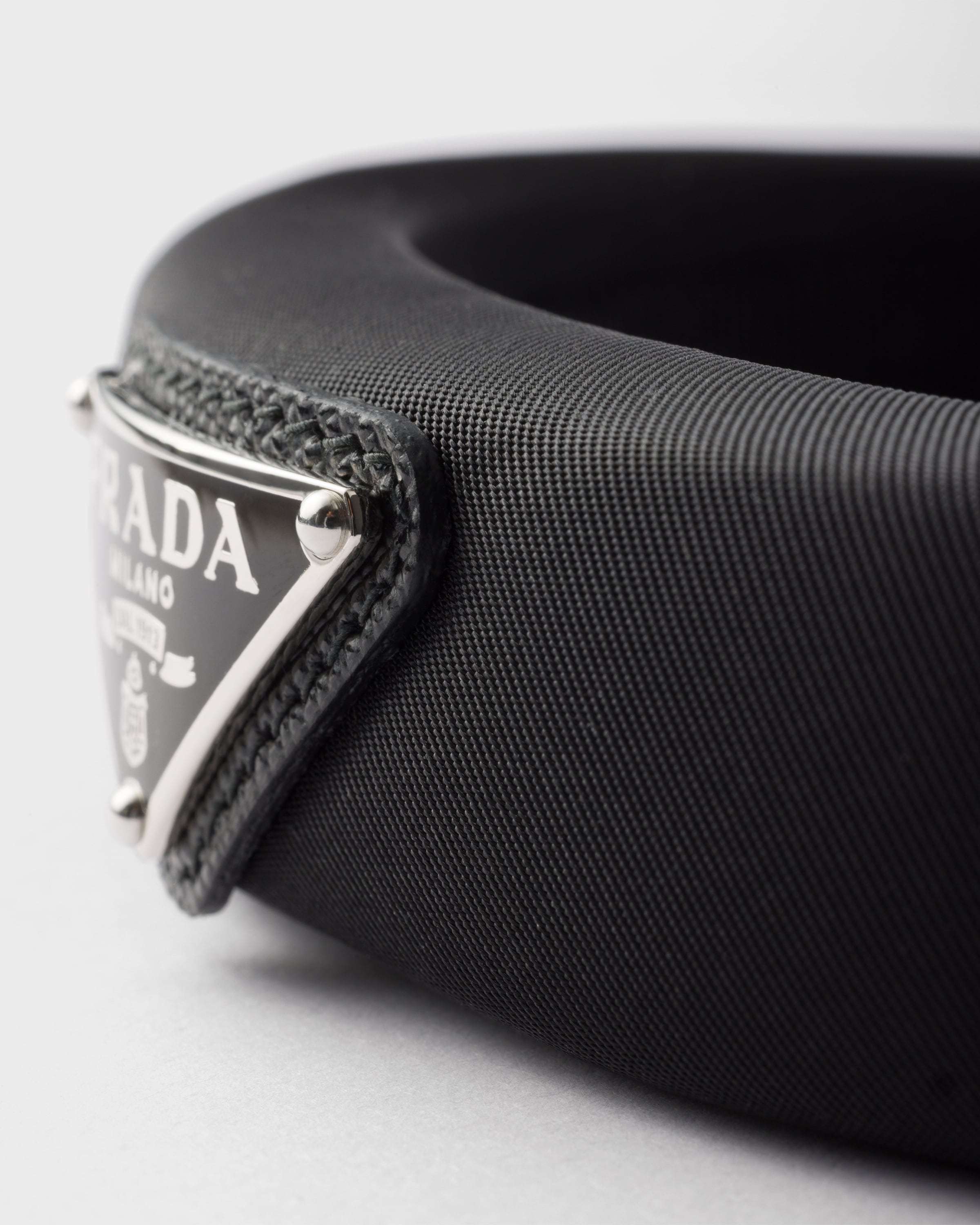 Prada Re-nylon Triangle-logo Headband In Black