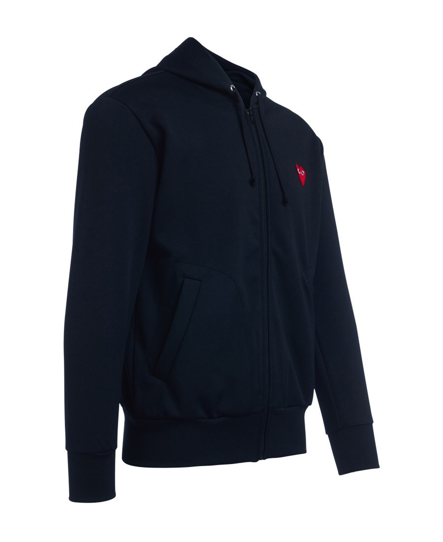 Comme Des Garçons Play Zippered Hooded Jacket In Black