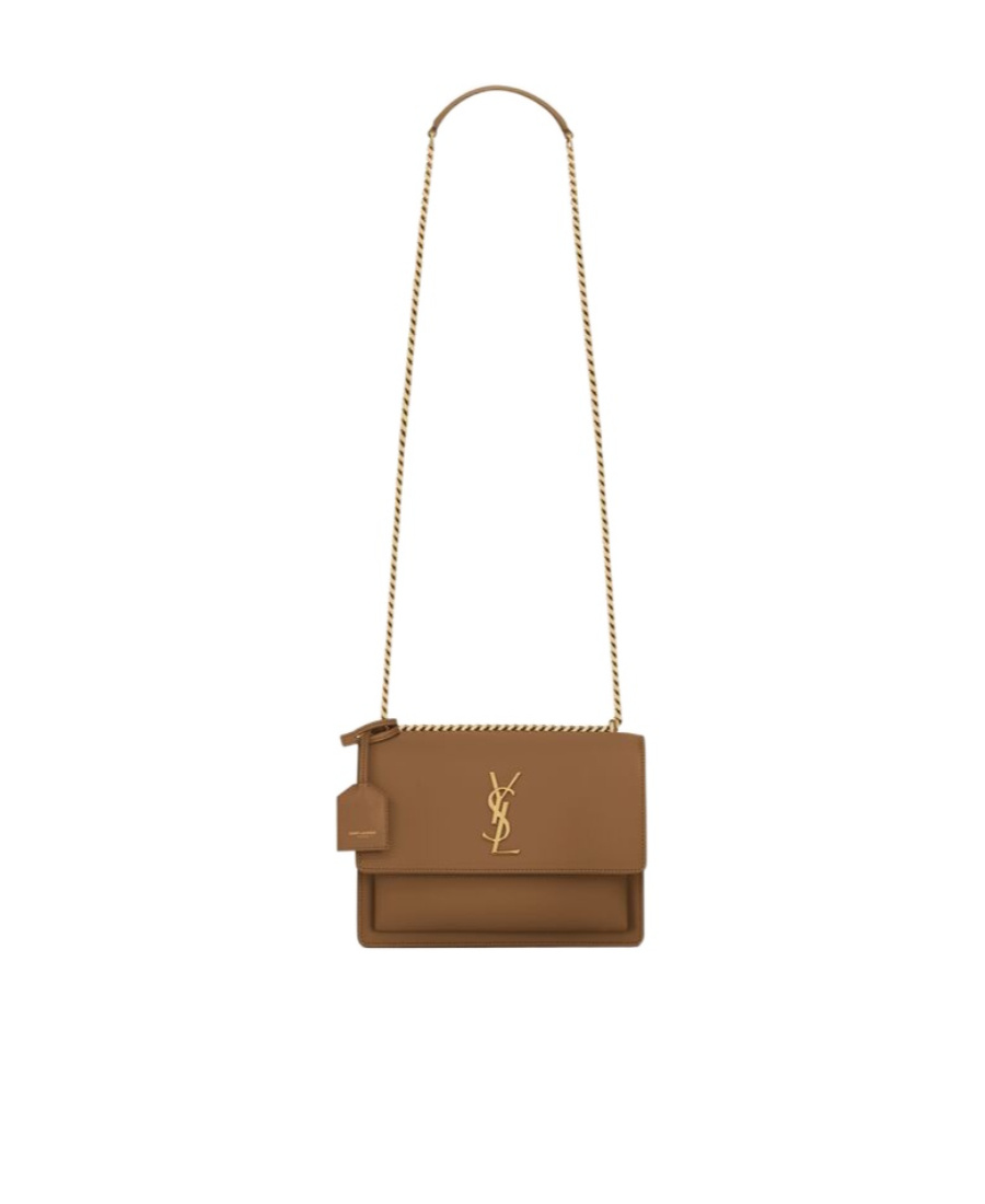 Saint Laurent Sunset Chained Medium Shoulder Bag In Brown
