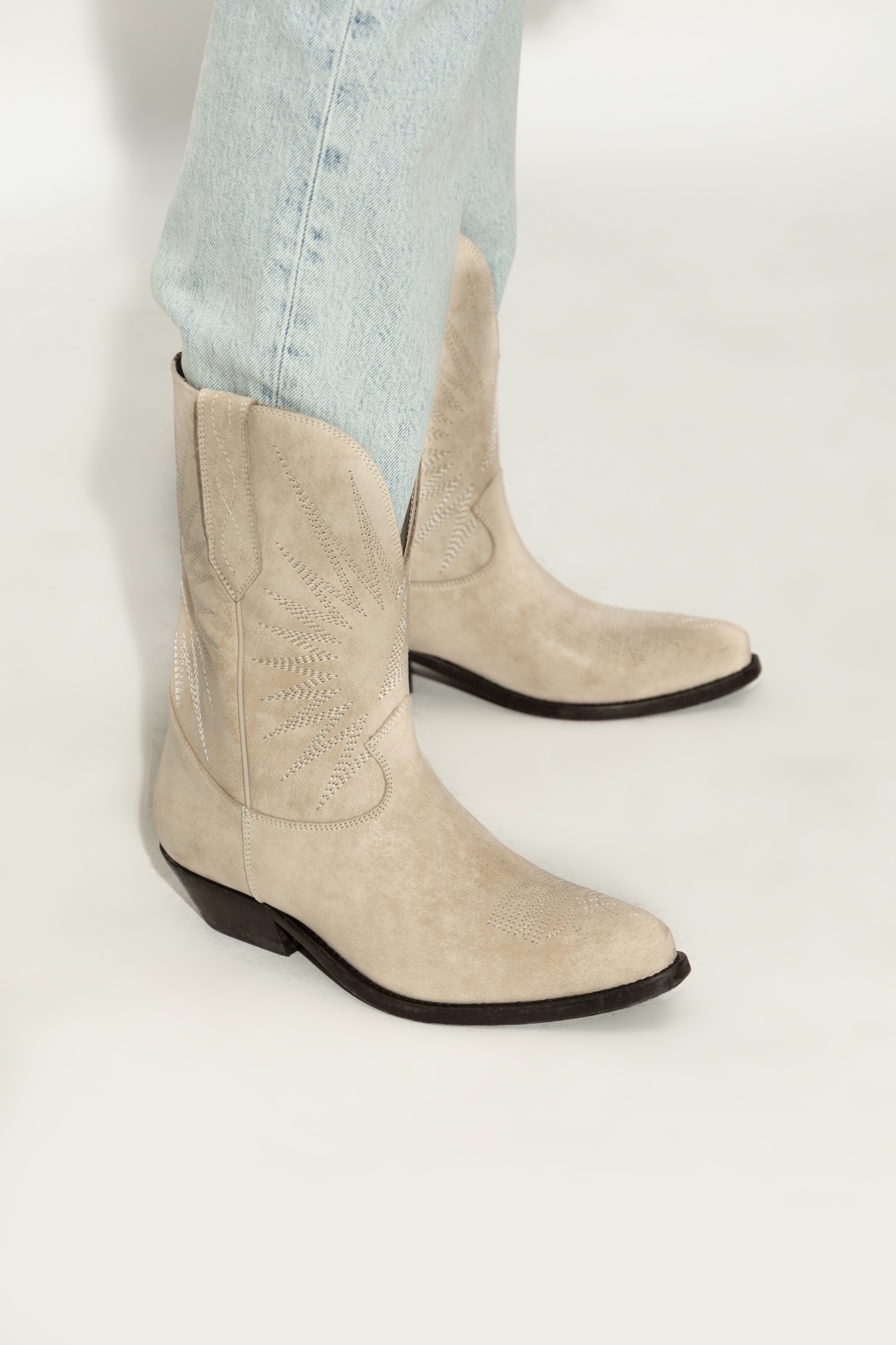 Golden Goose 70mm Wish Star Ankle Boots In Cream