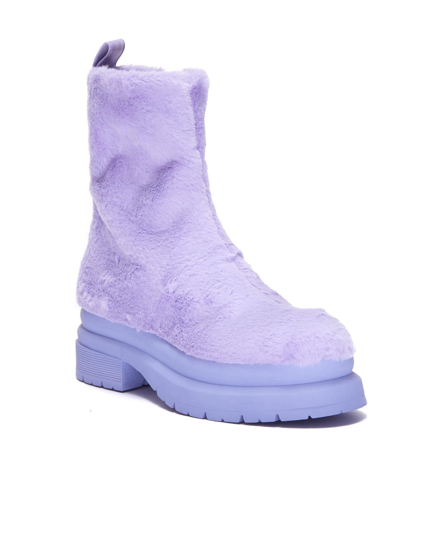 Jw Anderson Faux Fur Ankle Boots In Blue