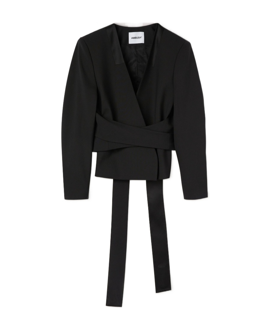 Ambush Tailored Tie-waist Blazer In Black