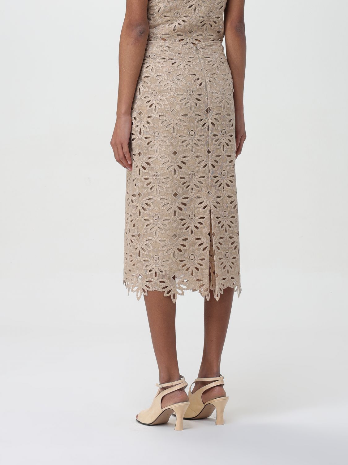 Ermanno Scervino Embroidered Cut-out Detailed Midi Skirt In Nude
