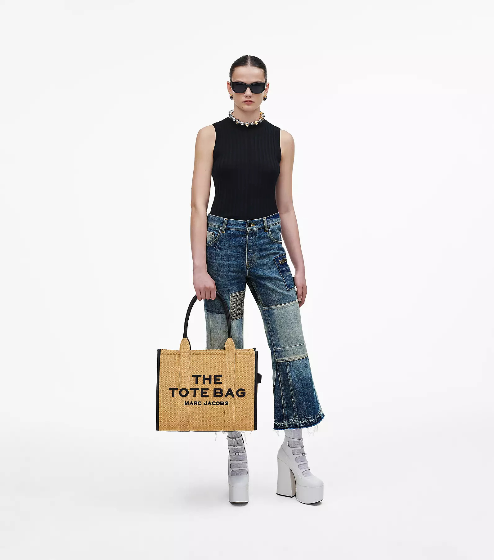 Marc Jacobs The Large Woven Top Handle Bag In Nude