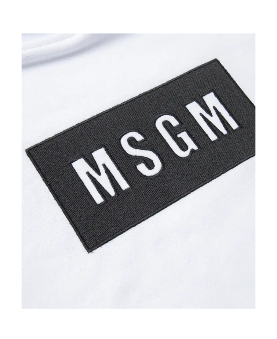 Msgm Logo Hooded Sweater In White